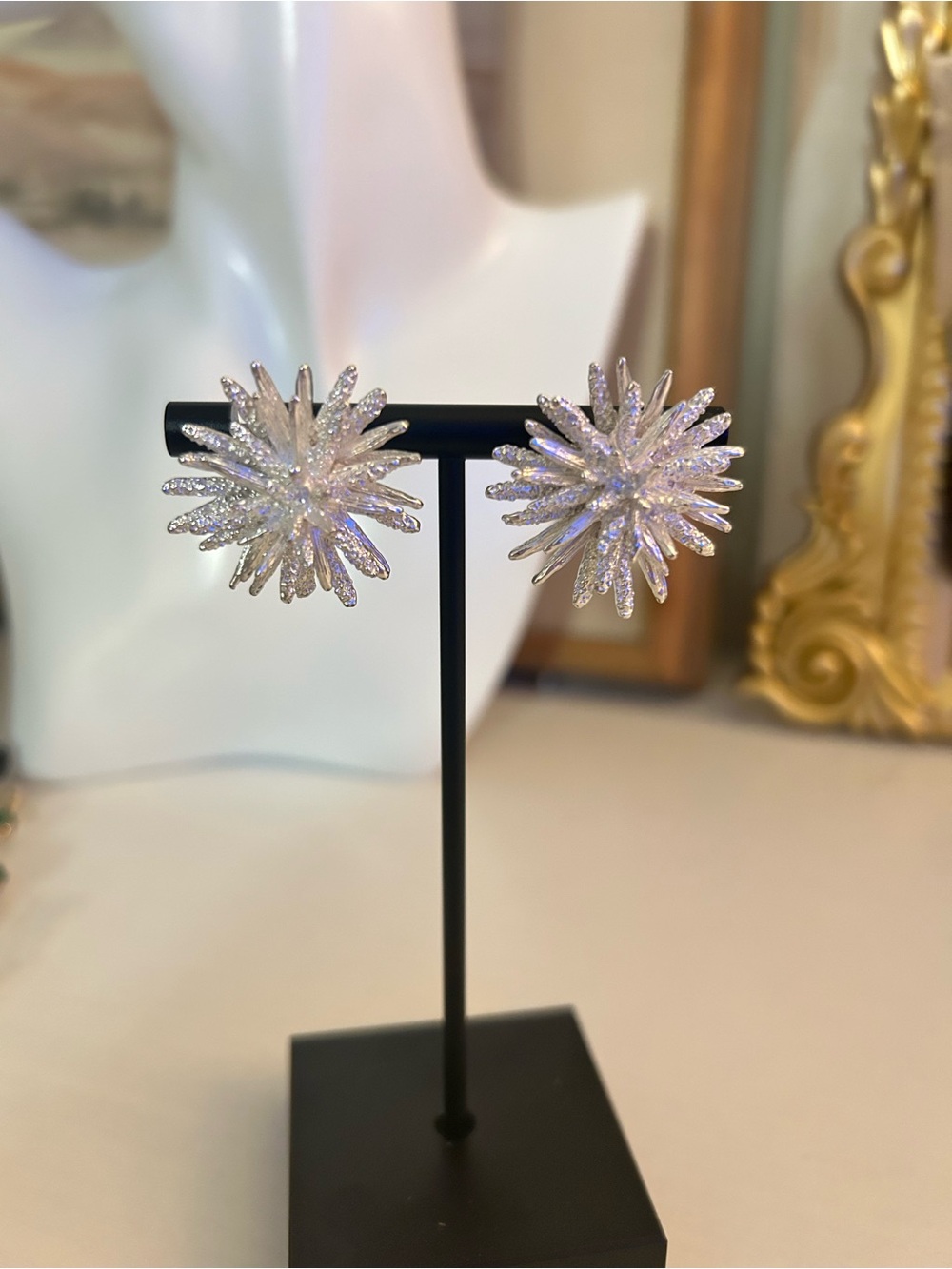 Karine Sultan Sparkling Silver Starburst Statement Earrings - Women Jewelry